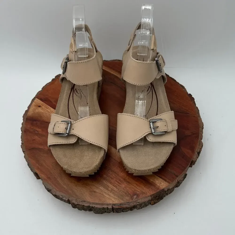 Josef Seibel Wedge Sandals Size 38 Beige EUC Comfort Cottagecore Boho Feminine